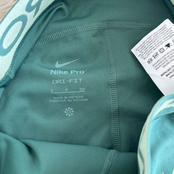 Nike Pro Mid-Rise 7/8 Graphic Leggings Bicoastal Vapour Green White Size Small - Picture 10 of 11